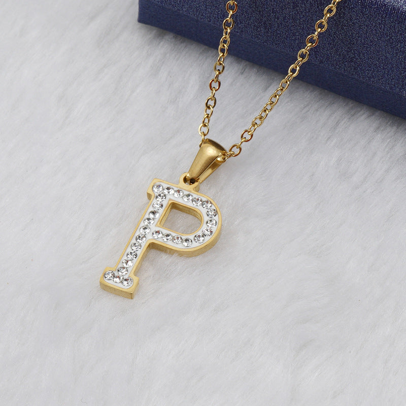 Iced Out Diamond Letter Necklace