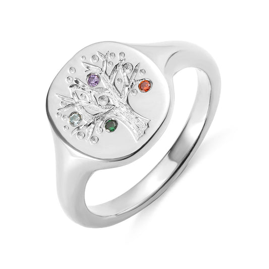 Personalized Family Tree Birthstone Ring
