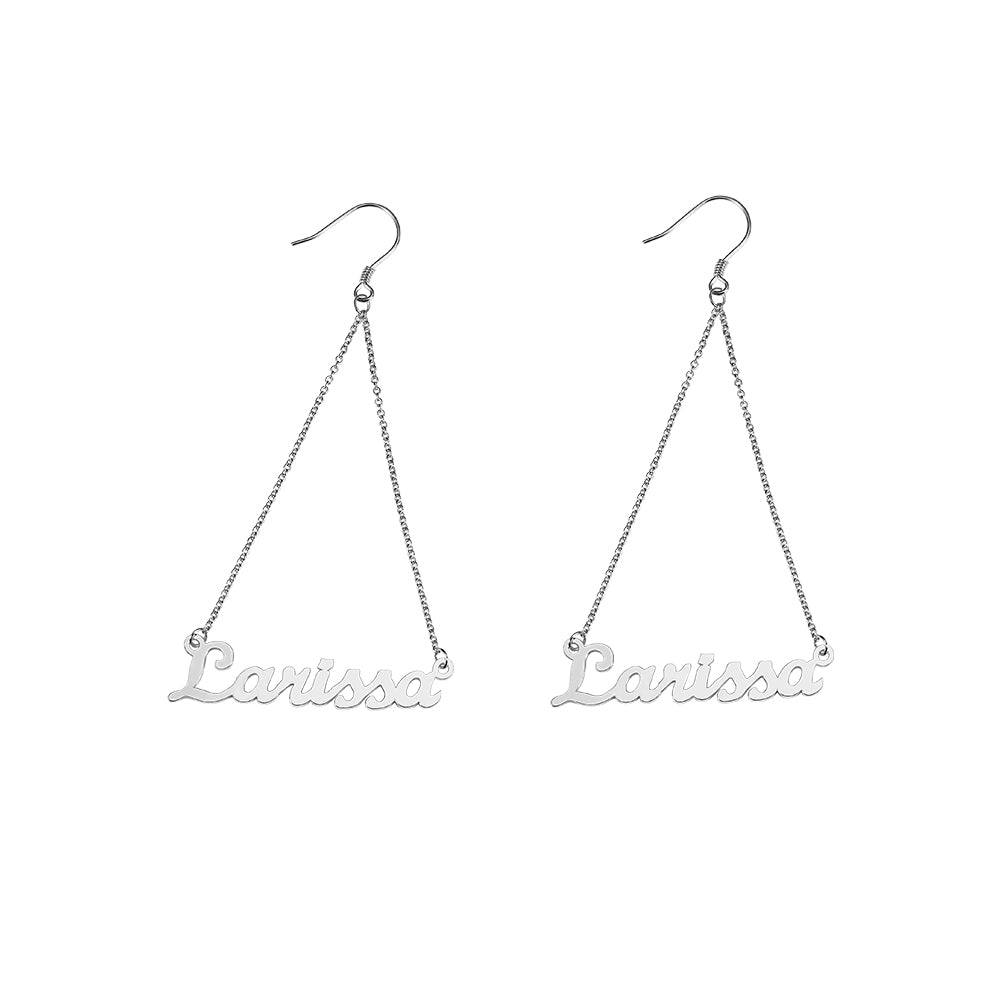 Personalized Triangle Name Earrings