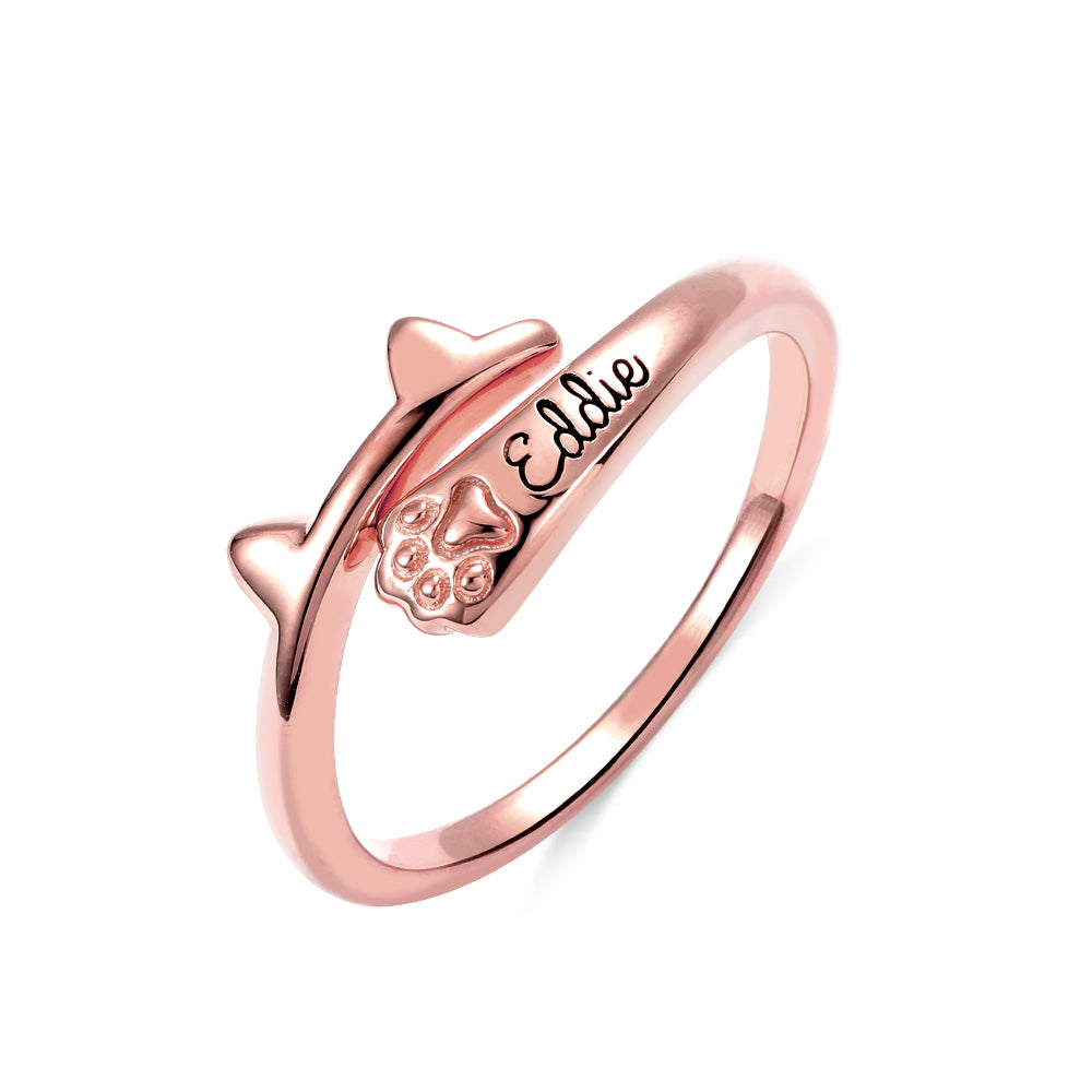 Personalized Name Cat Wrap-around Ring with Ears