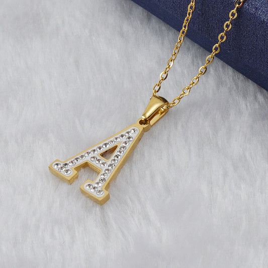 Iced Out Diamond Letter Necklace