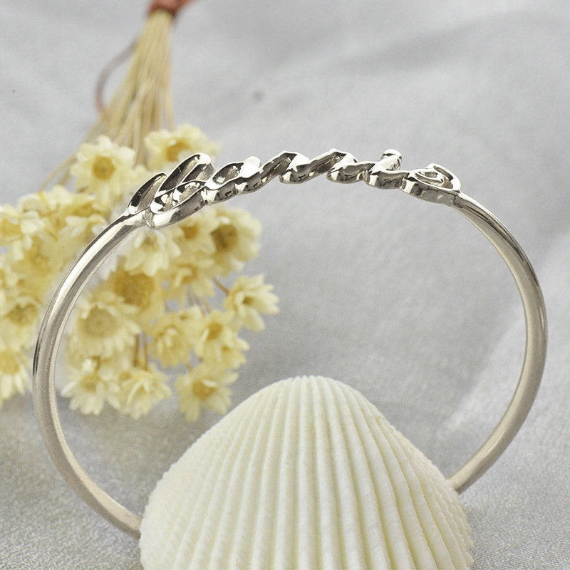 Personalized Carrie Style 3D Name Bangle Sterling Silver