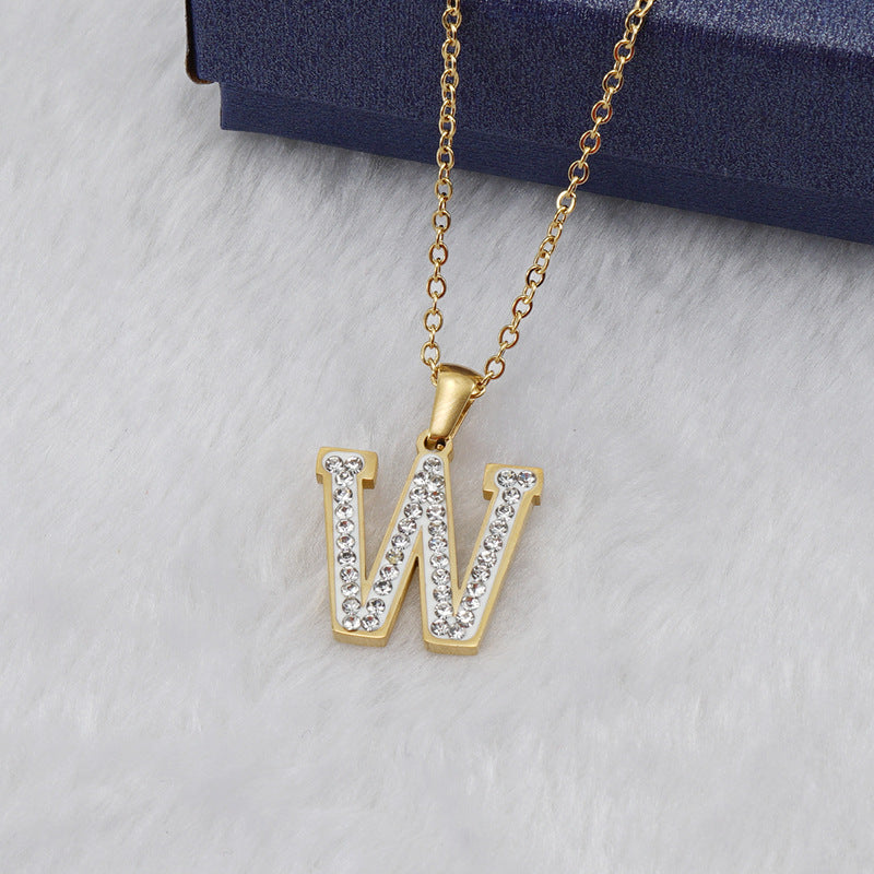 Iced Out Diamond Letter Necklace