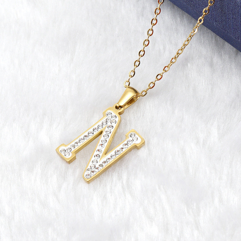 Iced Out Diamond Letter Necklace