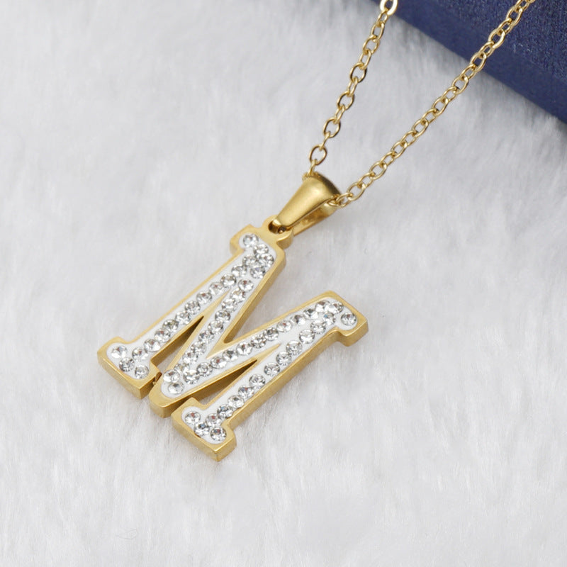 Iced Out Diamond Letter Necklace