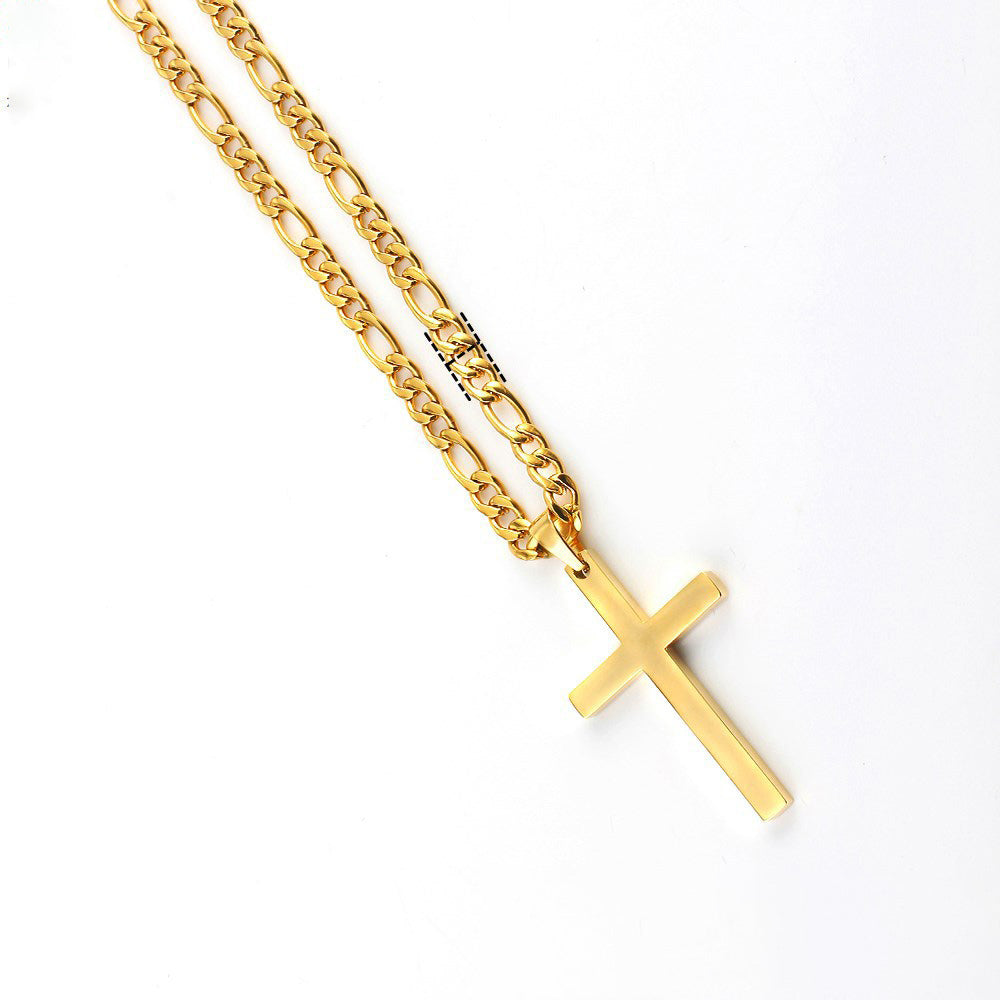 Personality Trend Titanium Steel Hip Hop Cross Pendant NK Chain Gold Necklace