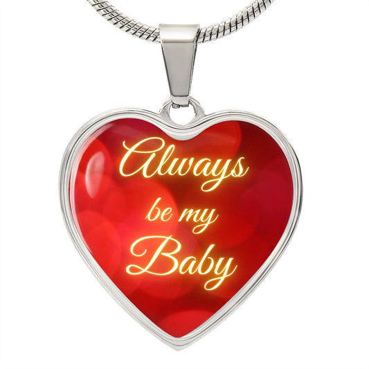 Always be my Baby - Bokeh (Heart Pendant Engraving Snake Chain necklace)