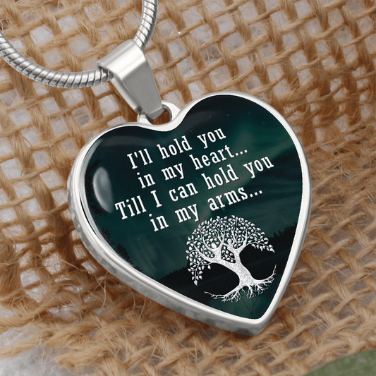 I'll hold you in my heart... Till I can hold you in my arms... (Heart Pendant Engraving Snake Chain necklace)