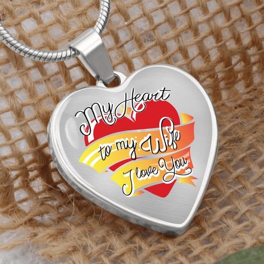 My Heart. to my Wife. I love you. (Heart Pendant Engraving Snake Chain necklace)
