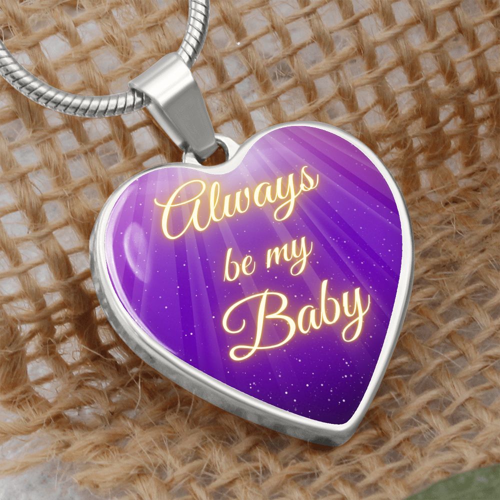 Always be my Baby - Purple (Heart Pendant Engraving Snake Chain necklace)