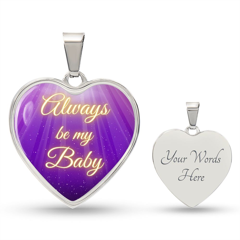 Always be my Baby - Purple (Heart Pendant Engraving Snake Chain necklace)