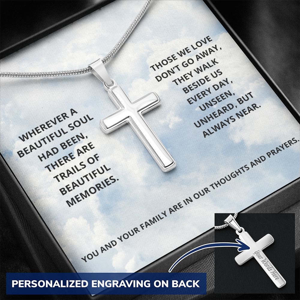 Wherever A Beautiful Soul Had Been (Personalized Cross necklace)