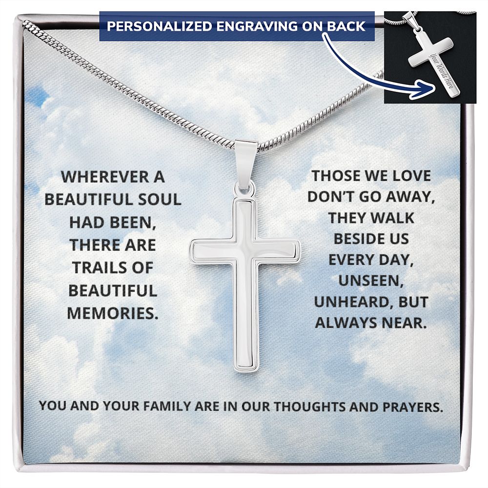 Wherever A Beautiful Soul Had Been (Personalized Cross necklace)