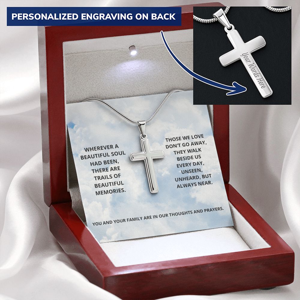 Wherever A Beautiful Soul Had Been (Personalized Cross necklace)