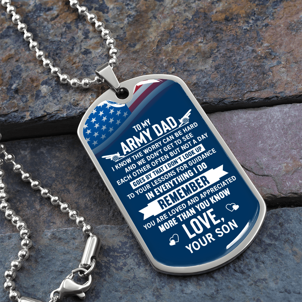 To My Army Dad (Graphic Dog Tag Ball chain necklace)
