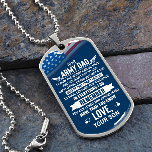 To My Army Dad (Graphic Dog Tag Ball chain necklace)