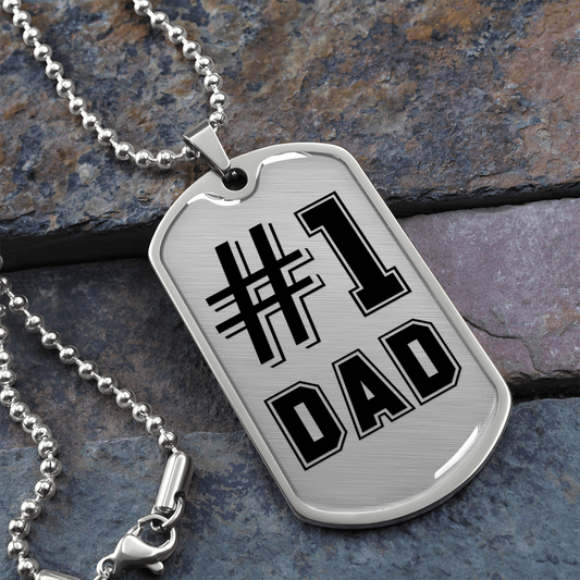 #1 Dad (Graphic Dog Tag Ball chain necklace)