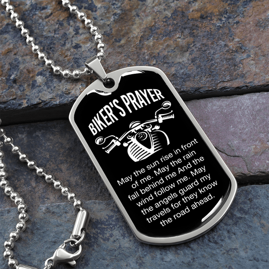 Biker's Prayer (Graphic Dog Tag Ball chain necklace)