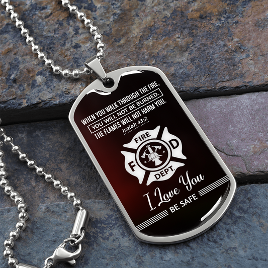 Fire Department (Graphic Dog Tag Ball chain necklace)