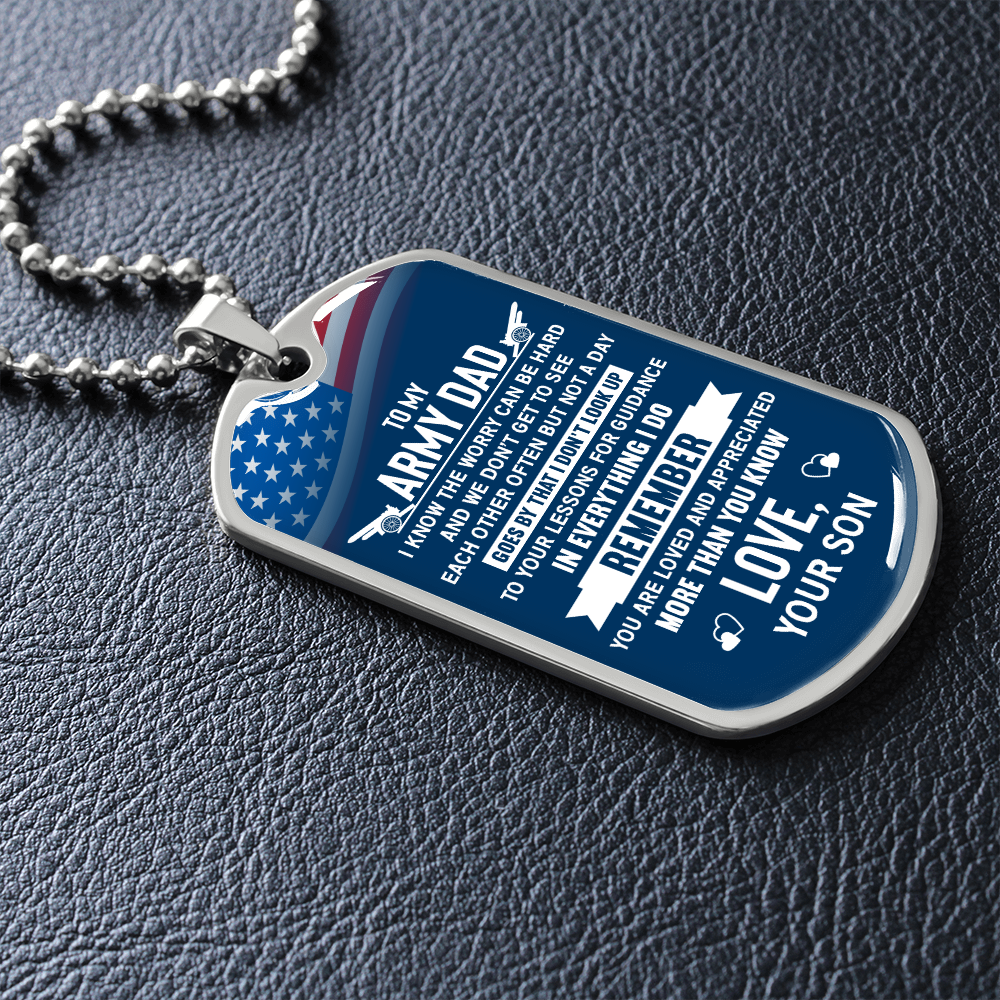 To My Army Dad (Graphic Dog Tag Ball chain necklace)
