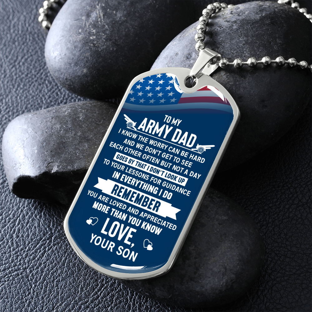 To My Army Dad (Graphic Dog Tag Ball chain necklace)