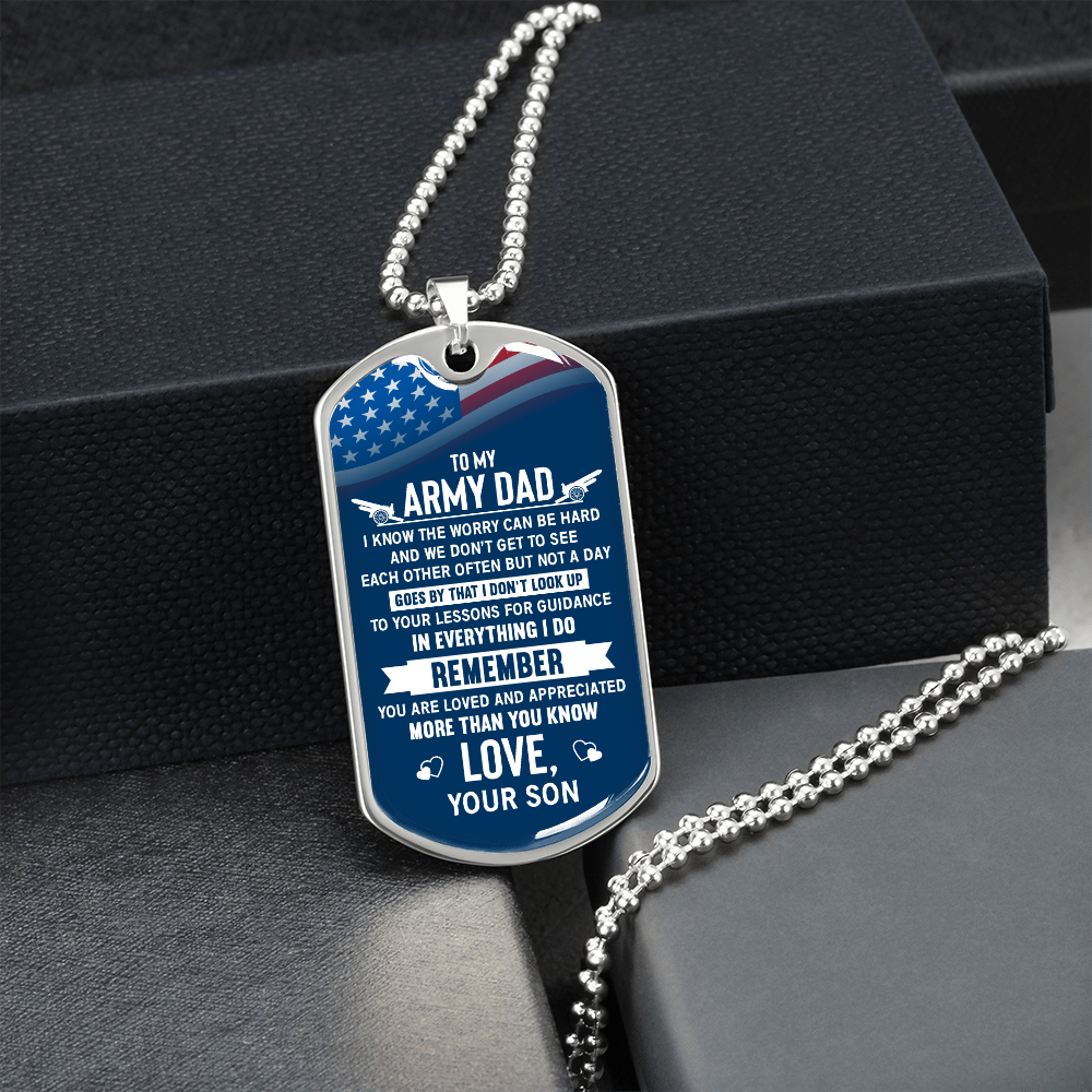 To My Army Dad (Graphic Dog Tag Ball chain necklace)