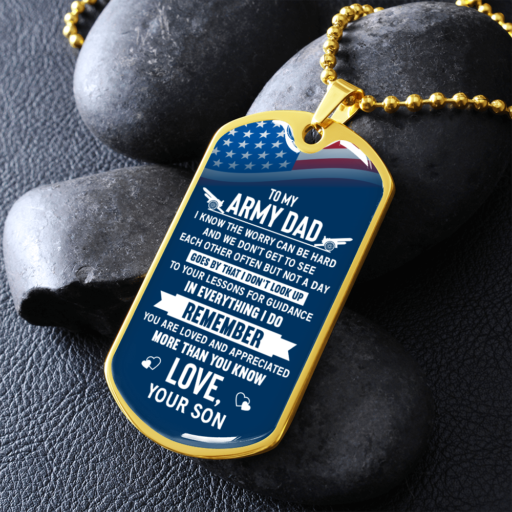 To My Army Dad (Graphic Dog Tag Ball chain necklace)