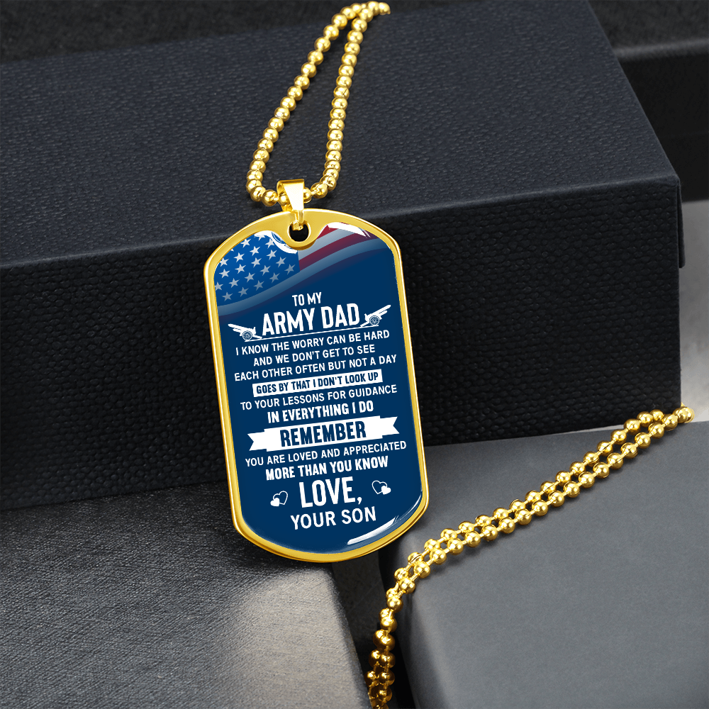 To My Army Dad (Graphic Dog Tag Ball chain necklace)
