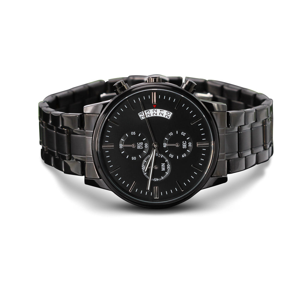 Thank you for always doing your best for us. (Black Chronograph watch)