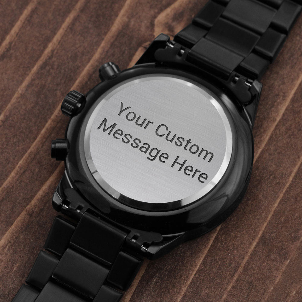 Customized Engraving  (Black Chronograph watch)