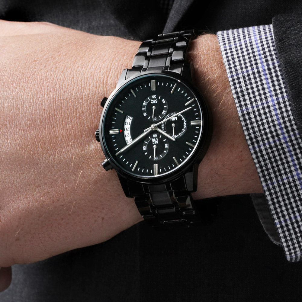 Customized Engraving  (Black Chronograph watch)
