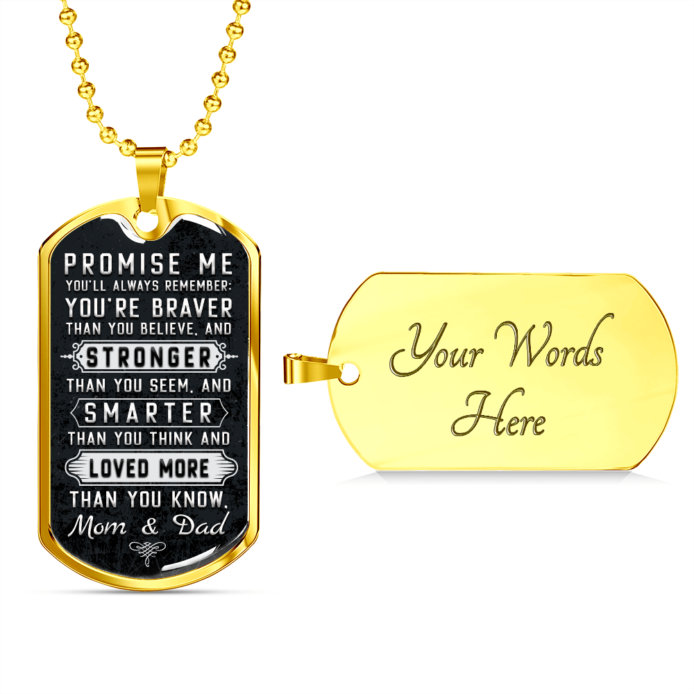 Stronger That You See, Smarter Than You Think, Love More Than You Know (Graphic Dog Tag Ball chain necklace)