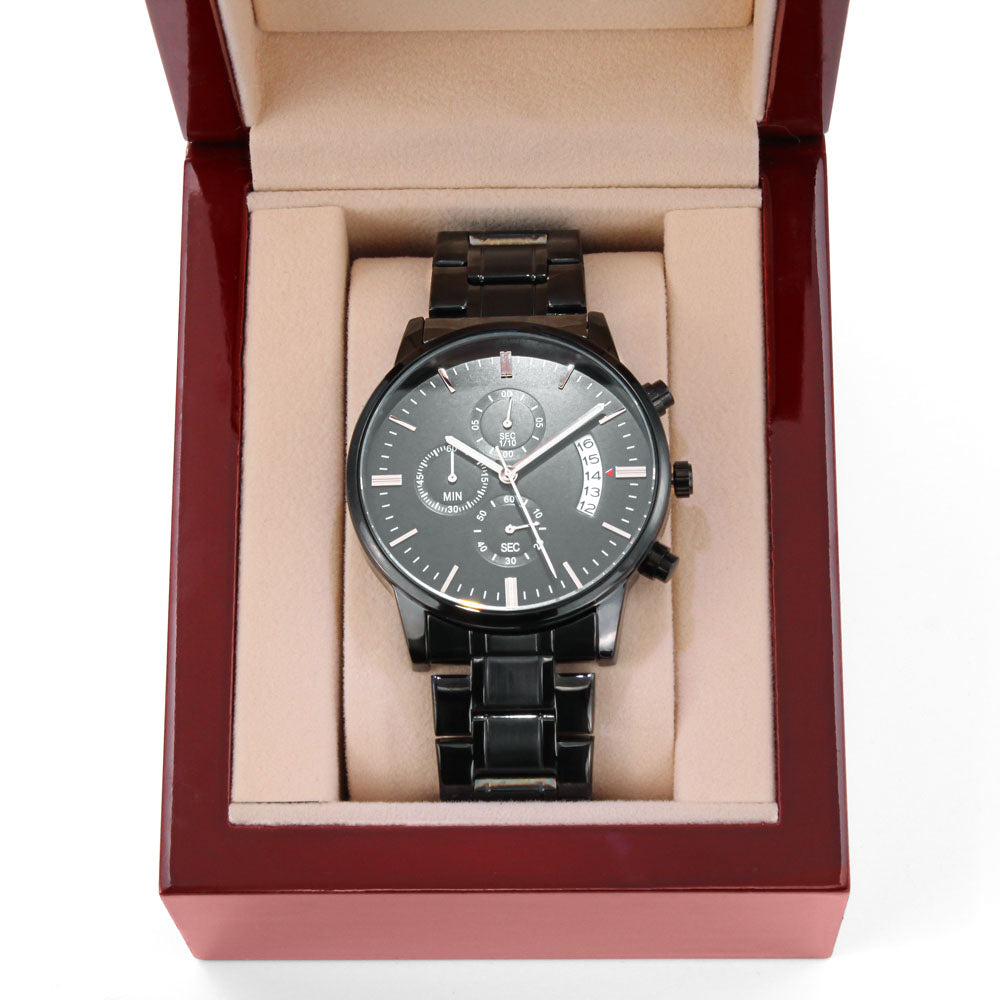 Customized Engraving  (Black Chronograph watch)