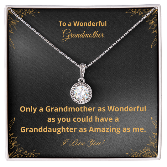 To A Wonderful Grandmother - Amazing Granddaughter - Black and Gold (Eternal Hope necklace)