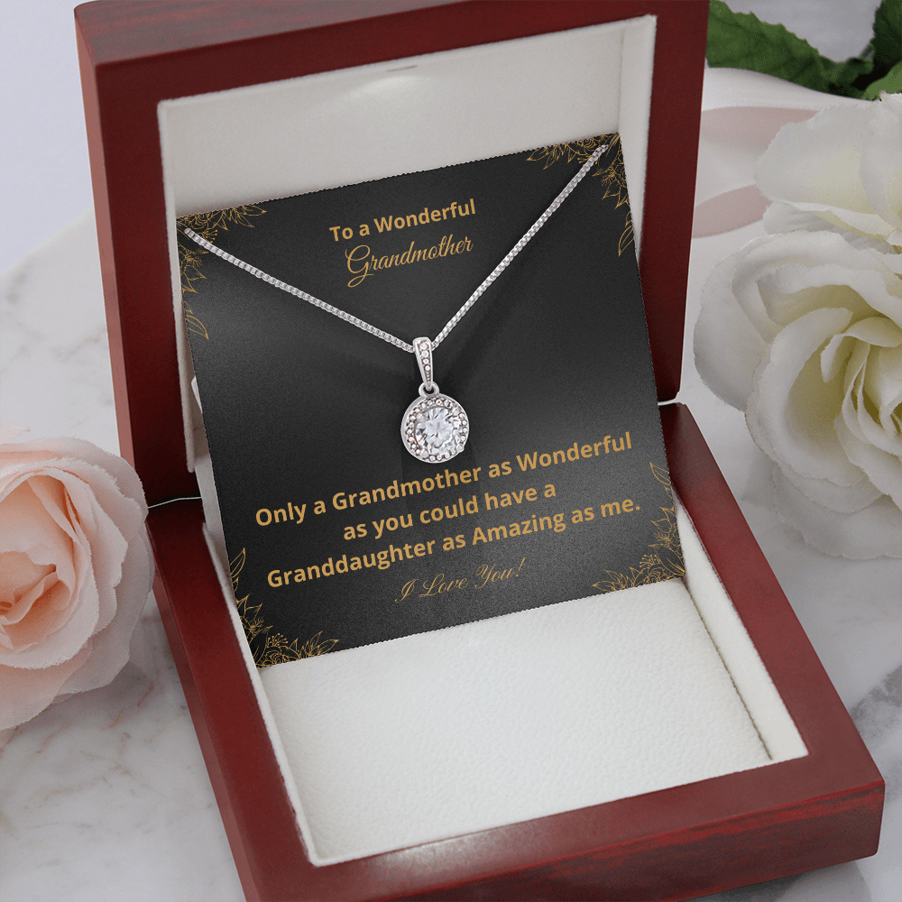 To A Wonderful Grandmother - Amazing Granddaughter - Black and Gold (Eternal Hope necklace)