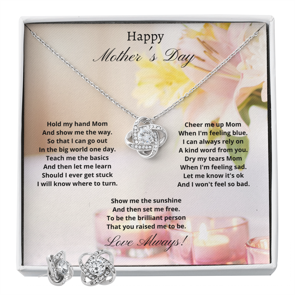 Happy Mother's Day. Hold my had Mom. (Love Knot Earring & Necklace)