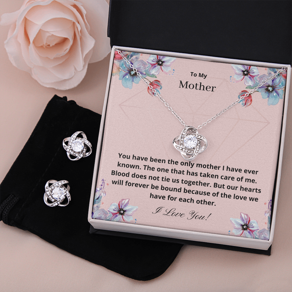 To My Mother. Because of the love we have for each other. I Love You! (Love Knot Earring and necklace set)