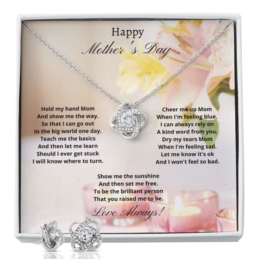 Happy Mother's Day. Hold my had Mom. (Love Knot Earring & Necklace)