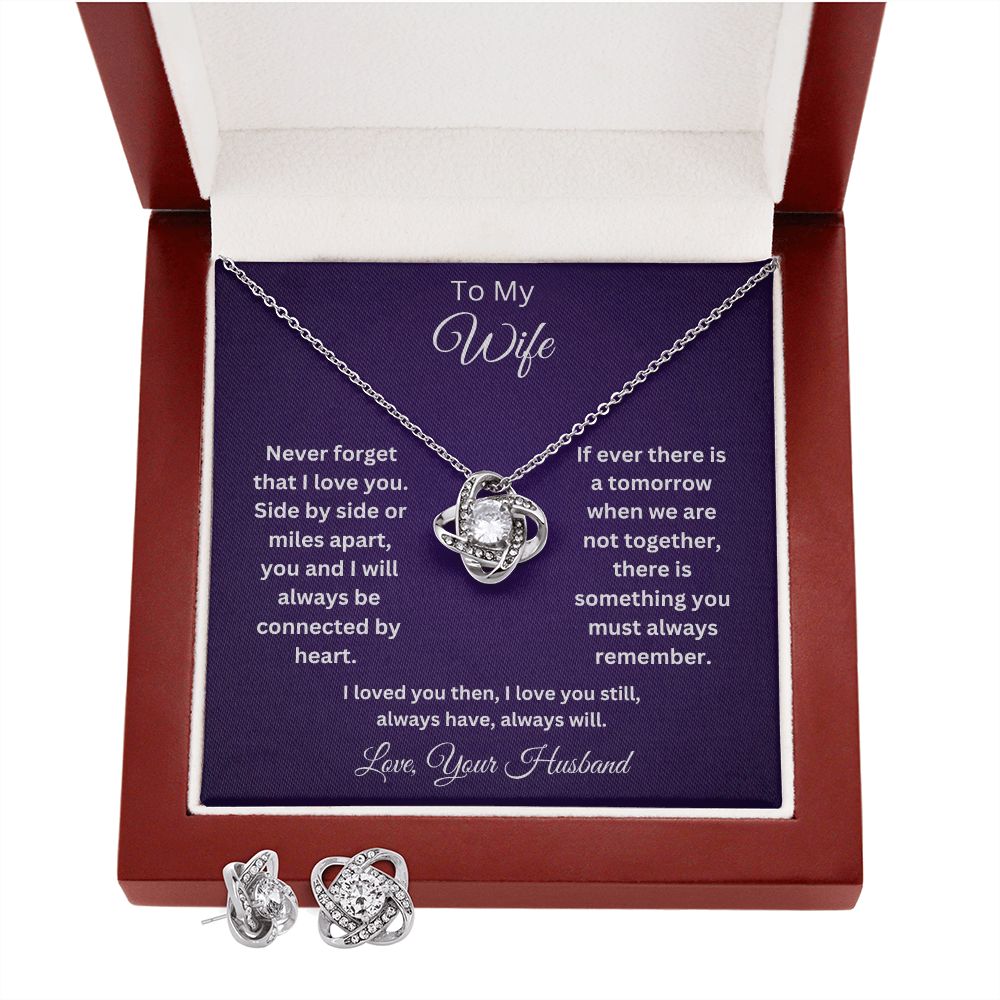 To My Wife - Love always and forever - Your Husband (Love Knot necklace and earrings set)