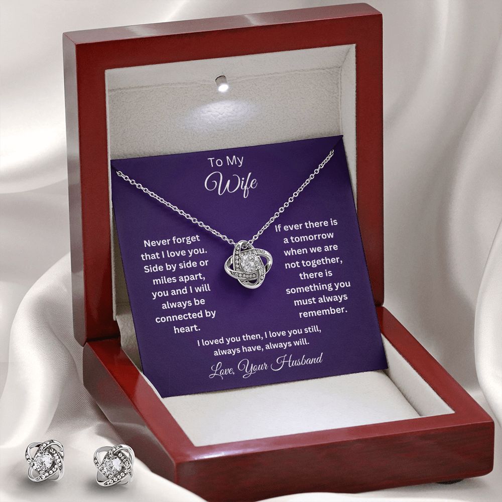To My Wife - Love always and forever - Your Husband (Love Knot necklace and earrings set)