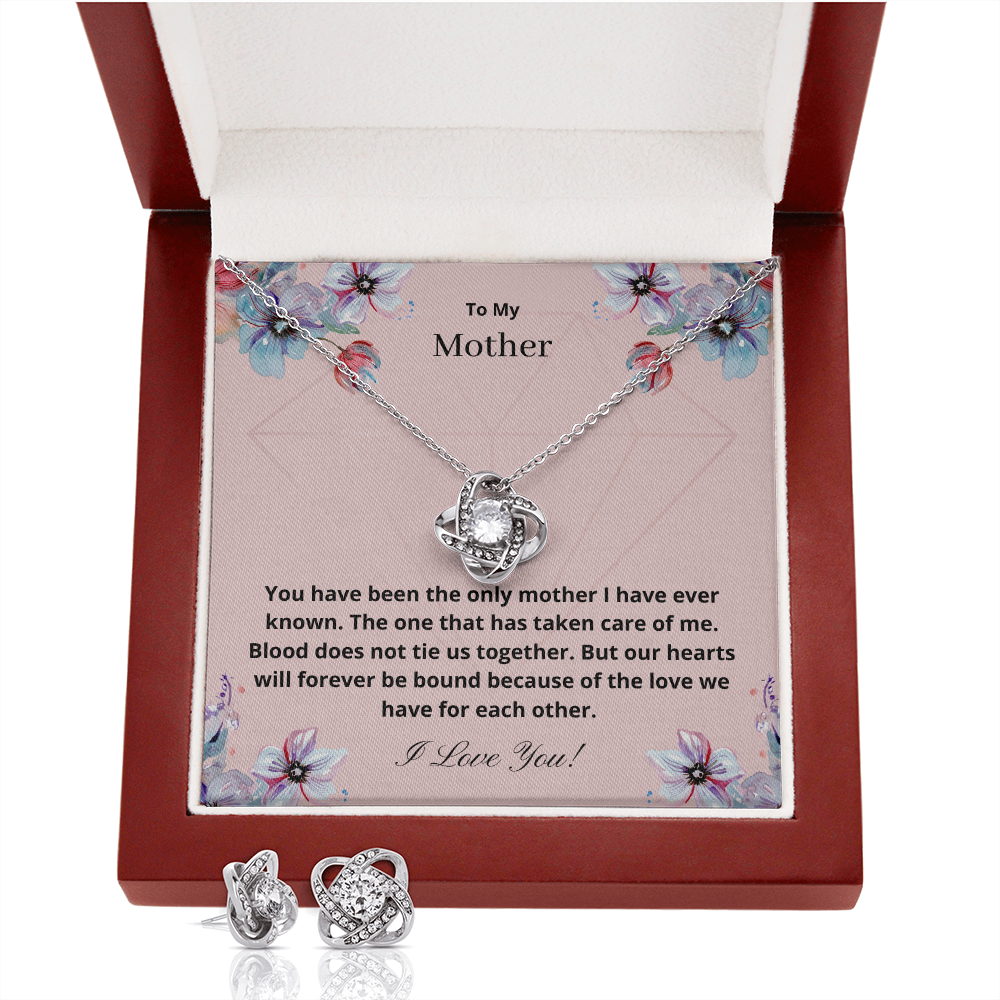 To My Mother. Because of the love we have for each other. I Love You! (Love Knot Earring and necklace set)