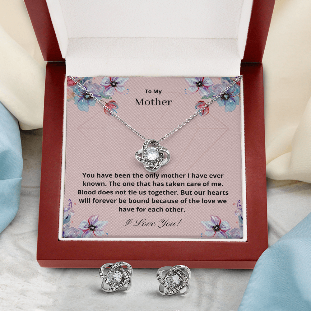 To My Mother. Because of the love we have for each other. I Love You! (Love Knot Earring and necklace set)