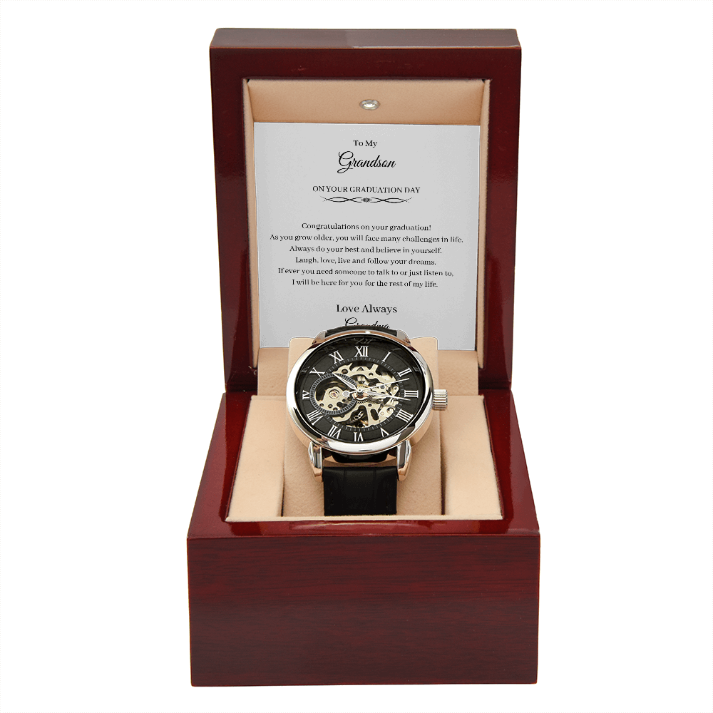 To my Grandson. Graduation. (Men's Openwork Watch)