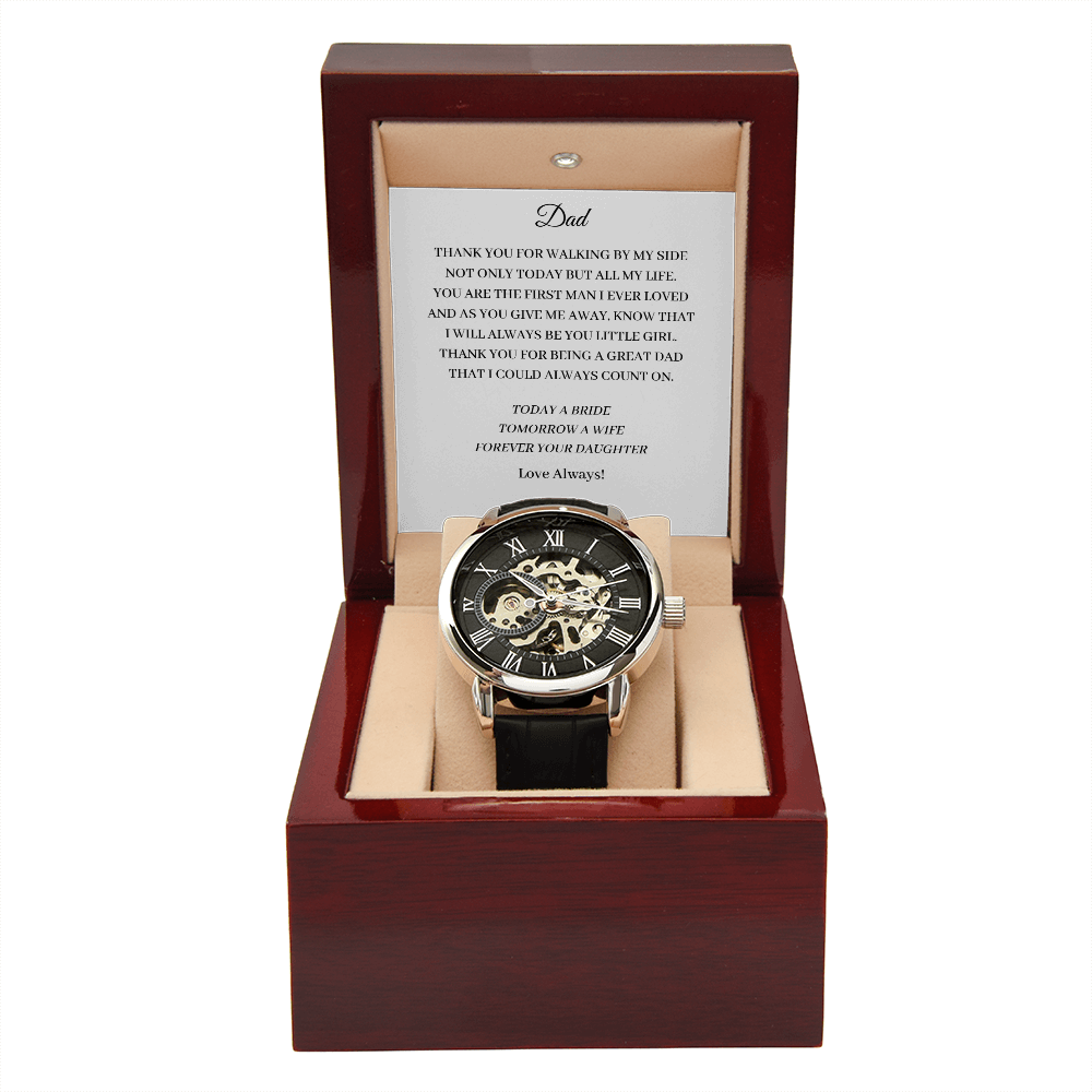Wedding - Father of the Bride - Thank you for walking by my side (Men's Openwork Watch)
