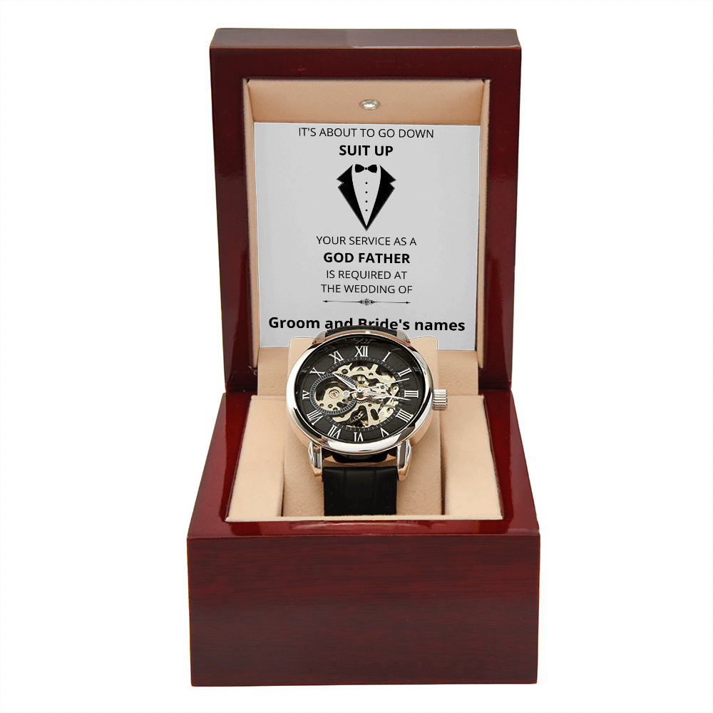 Wedding - Suit Up - God Father (Men's Openwork Watch) (Message Card Personalizer)