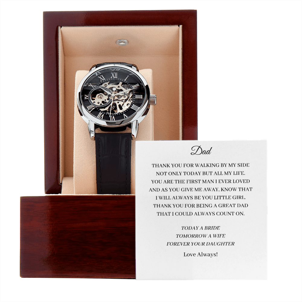 Wedding - Father of the Bride - Thank you for walking by my side (Men's Openwork Watch)