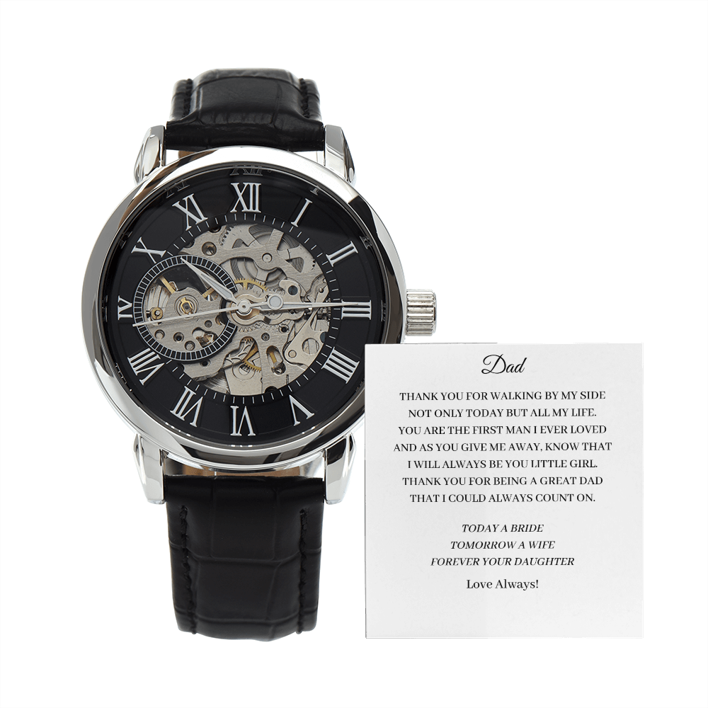 Wedding - Father of the Bride - Thank you for walking by my side (Men's Openwork Watch)