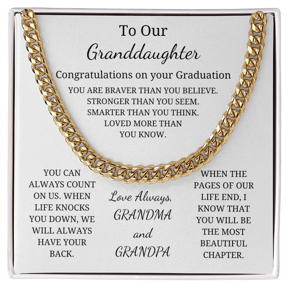 To Our Granddaughter - When the pages of our life end, I know that you will be the most beautiful chapter (Cuban Link Chain necklace Female)