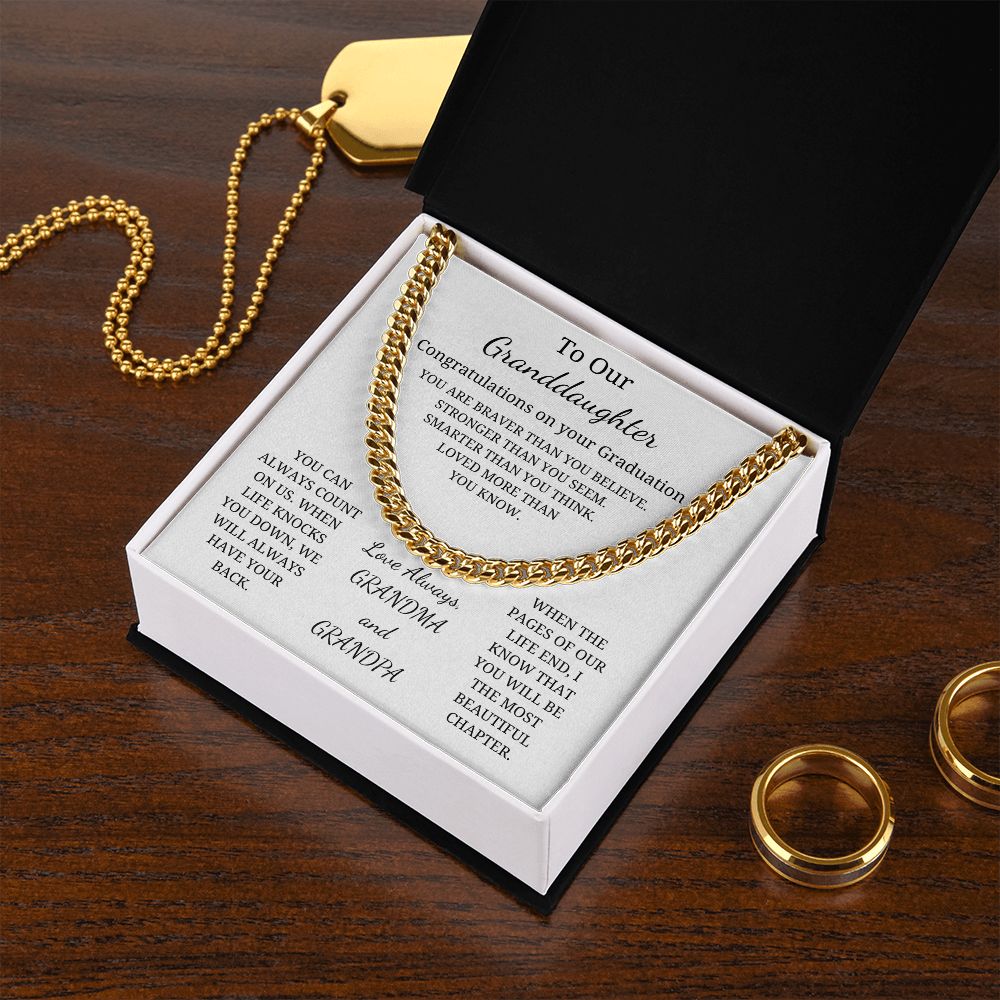 To Our Granddaughter - When the pages of our life end, I know that you will be the most beautiful chapter (Cuban Link Chain necklace Female)