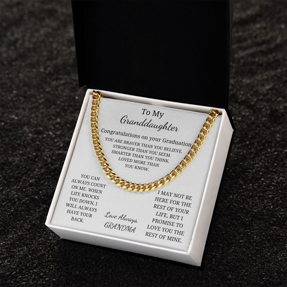To My Granddaughter - Loved more than you know - You can always count on me (Cuban Link Chain necklace Female)